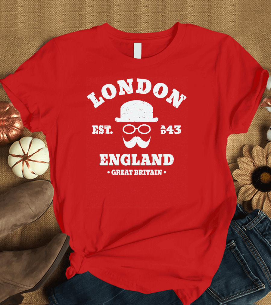 London England Est. AD 43 Great Britain Hipster Bowler Hat T-Shirt