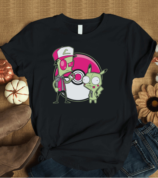T-Shirt: Invader Zim Gir Pikachu Pokemon Trainer Mashup T-Shirt Invader Zim Gir Pikachu Pokemon Trainer Mashup T-Shirt