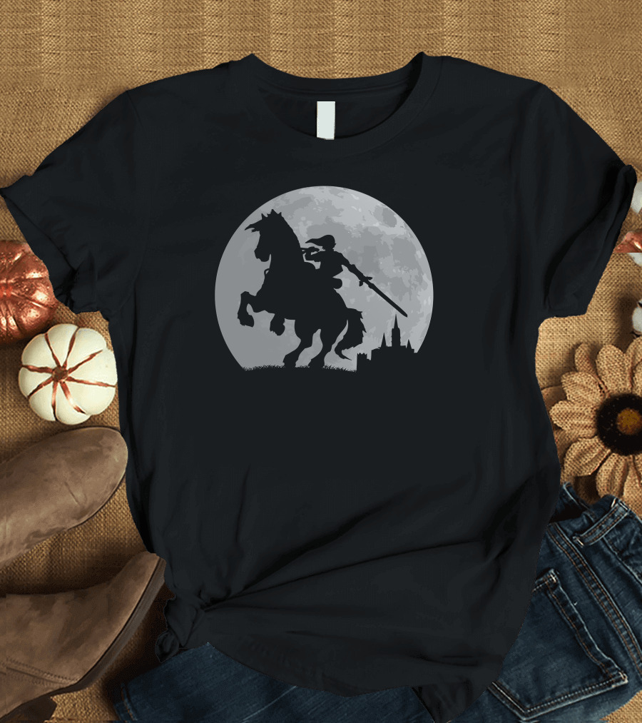 Moonlight Ride Shadow Knight Under Full Moon T-Shirt