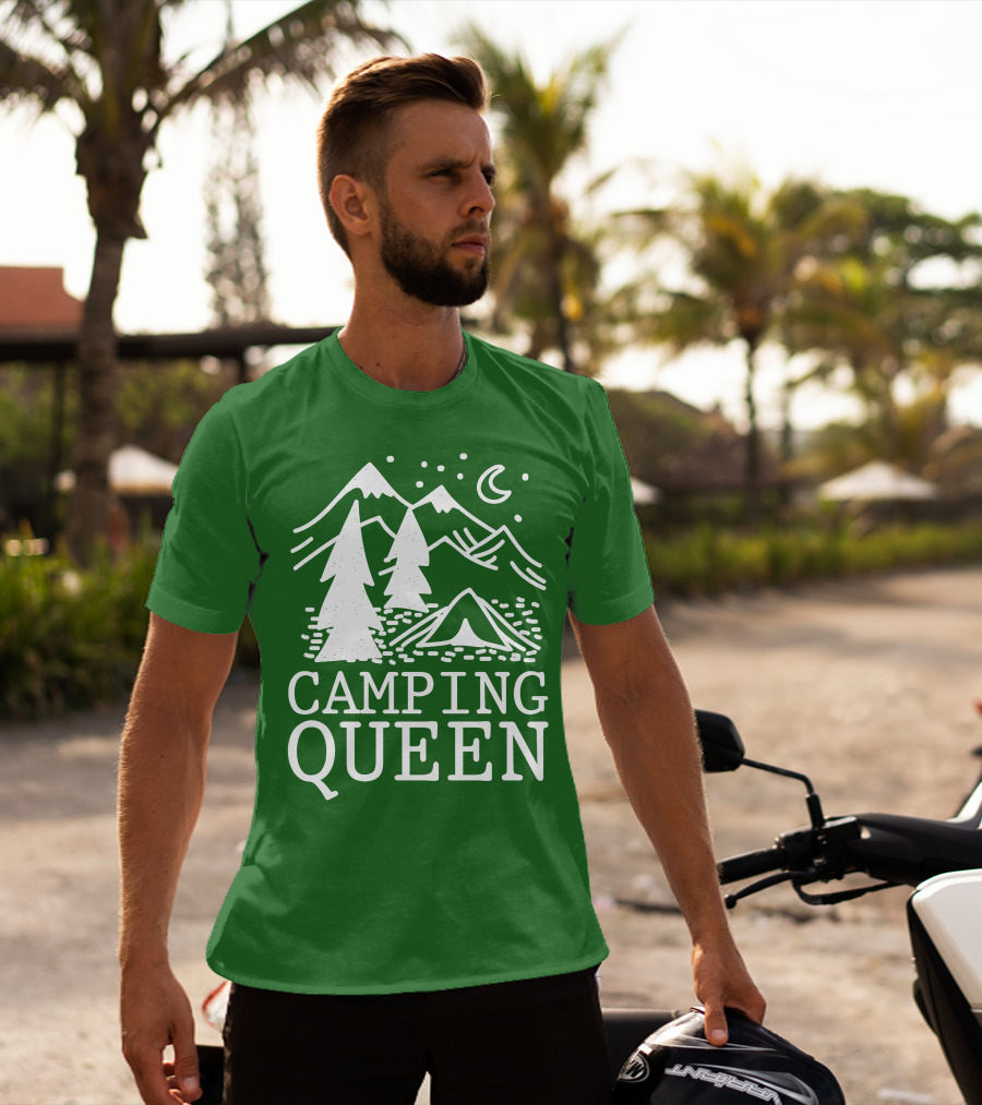 Camping Queen Mountain Tent Moon Forest Adventure T-Shirt