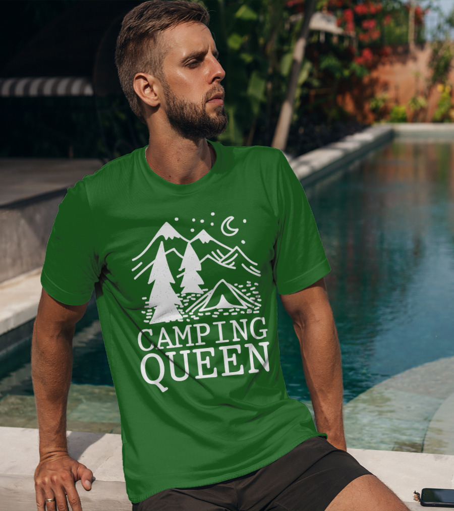 Camping Queen Mountain Tent Moon Forest Adventure T-Shirt