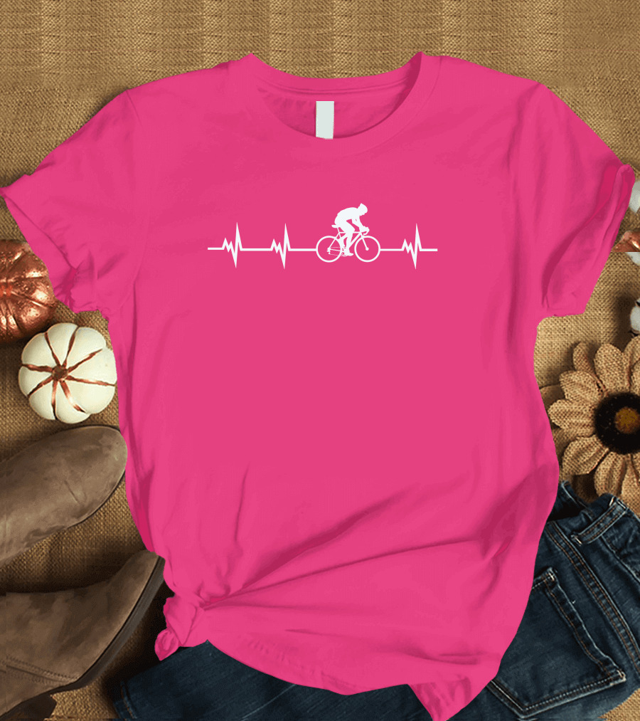 Cycling Heartbeat Bicycle Rider Pulse Line T-Shirt