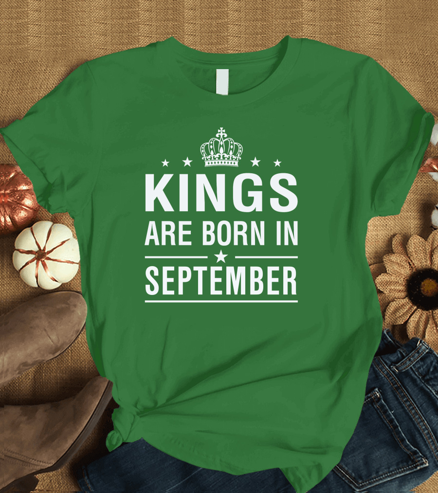 Kings Are Born In September Crown and Stars T-Shirt