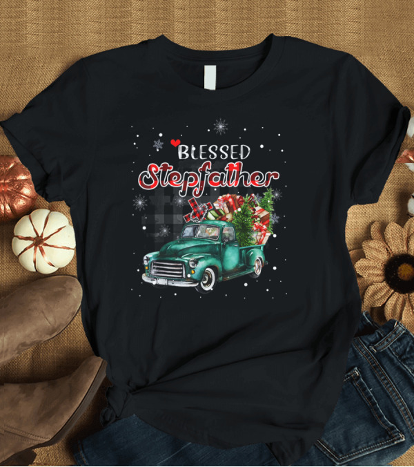 T-Shirt: Blessed Stepfather Vintage Truck Christmas Plaid Snowflakes T-Shirt Blessed Stepfather Vintage Truck Christmas Plaid Snowflakes T-Shirt