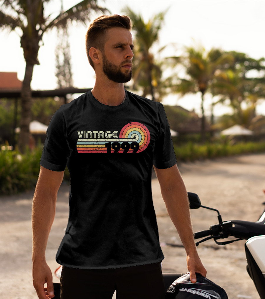 Vintage 1999 Retro Colorful Circle Stripes T-Shirt