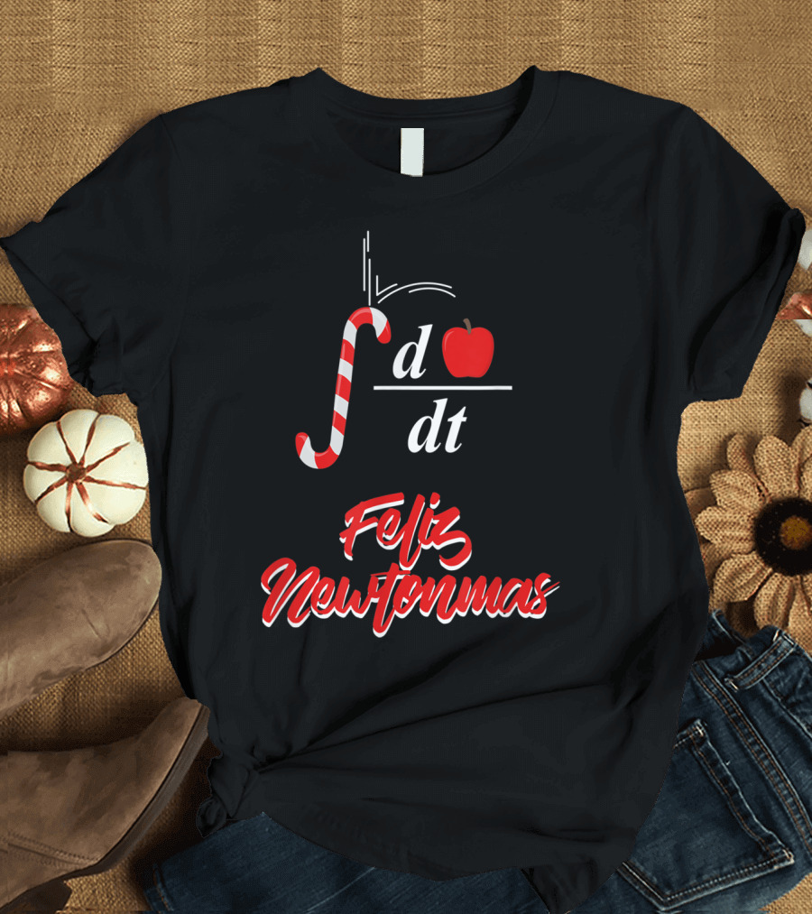 Feliz Newtonmas Integral Ddt Apple Candy Cane T-Shirt