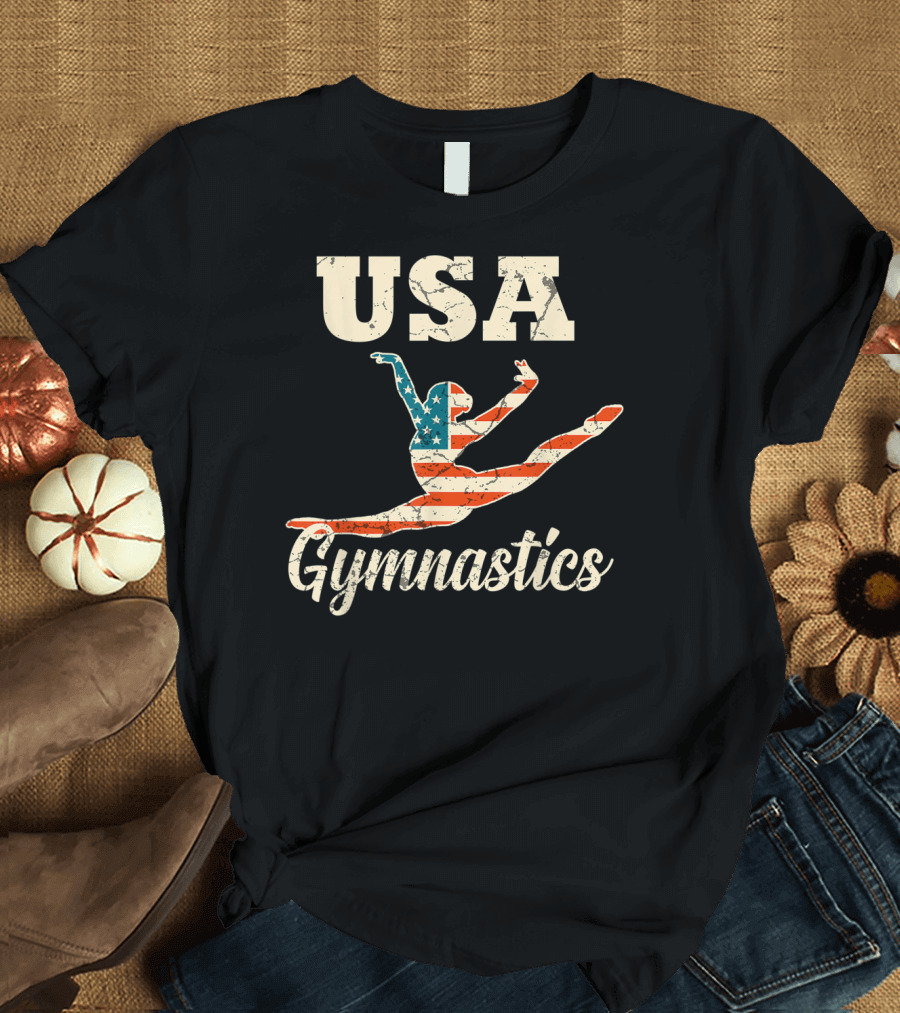 USA Gymnastics American Flag Gymnast T-Shirt