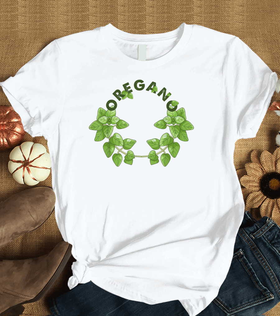 Oregano Herb Collectors Green Leaf Wreath T-Shirt