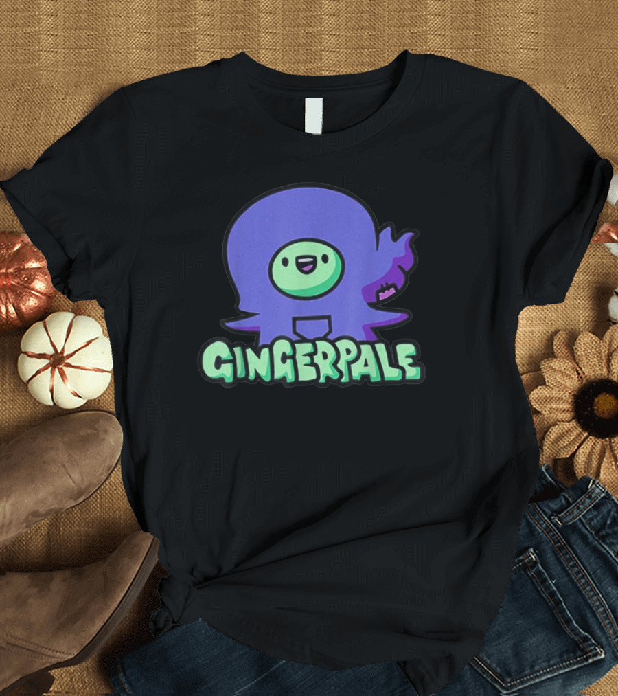 Gingerpale Cute Character with Purple and Green T-Shirt
