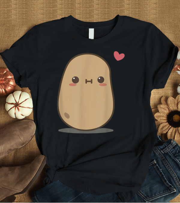 T-Shirt: Potato Love Heart Cute Kawaii Character with Heart Balloon T-Shirt Potato Love Heart Cute Kawaii Character with Heart Balloon T-Shirt