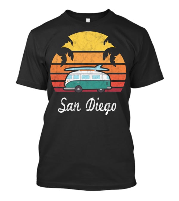 San Diego California Vintage Van Palm Sunset Souvenir T-Shirt