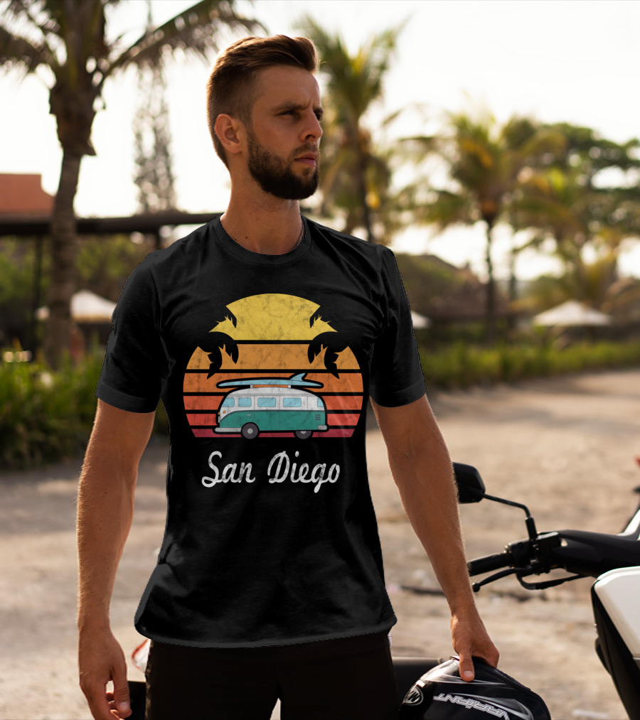 San Diego California Vintage Van Palm Sunset Souvenir T-Shirt