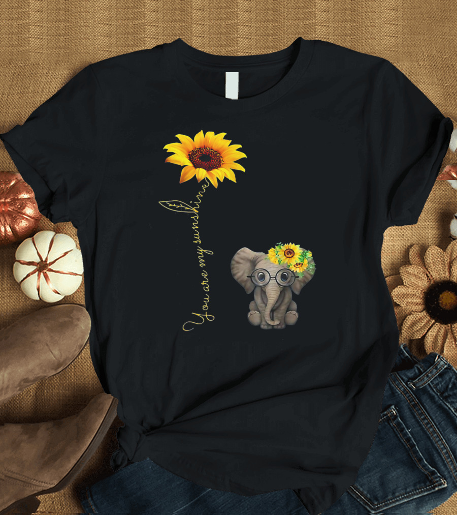 You Are My Sunshine Sunflower Elephant Hippie T-Shirt