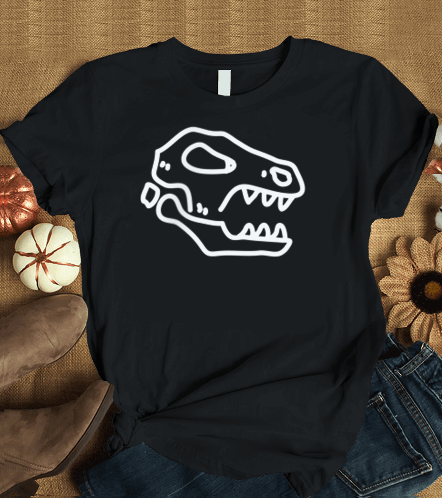 Trex Skull Fossil Kids Dinosaur Badge T-Shirt