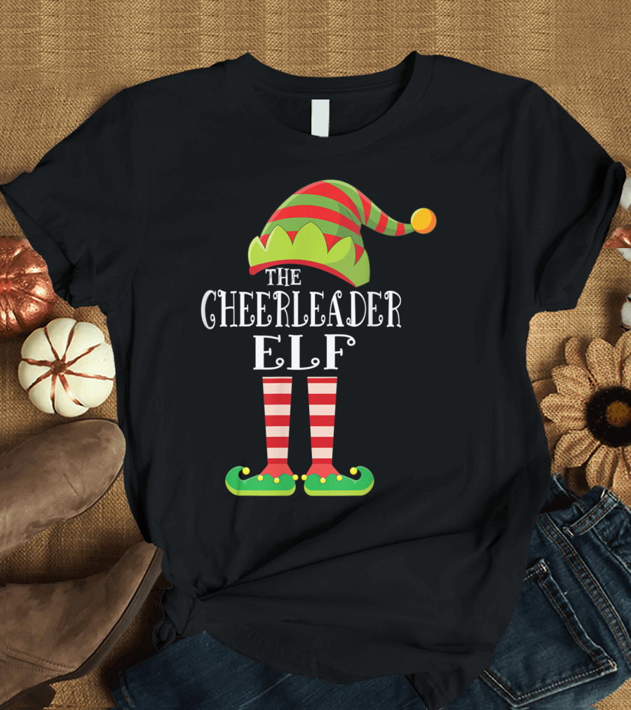 The Cheerleader Elf Matching Family Group Festive Holiday T-Shirt