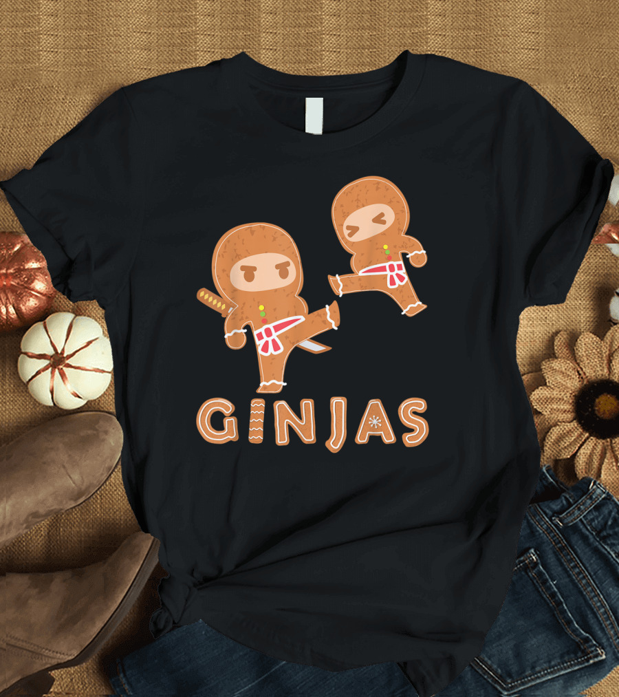 Ginjas Gingerbread Ninjas Fun Cookie Martial Arts Characters T-Shirt