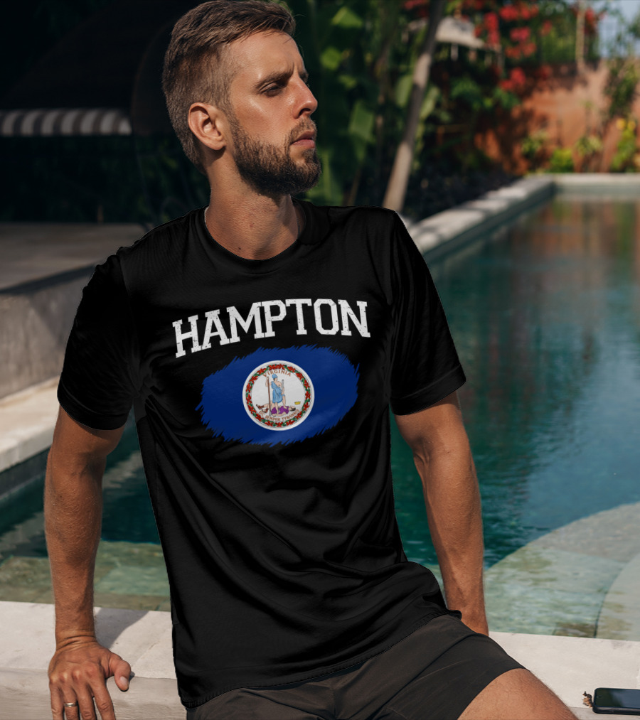 Hampton Virginia State Flag Vintage USA Sports T-Shirt