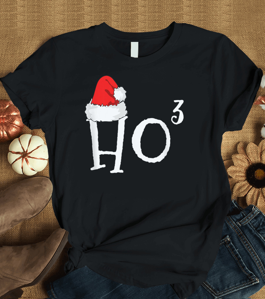 Ho3 Cubed Santa Hat Christmas Hohoho Math Teacher T-Shirt