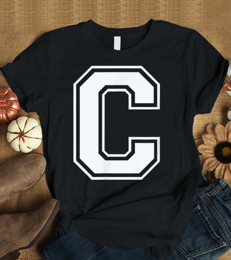 Letter C Name Initial Group Match Old School Block T-Shirt