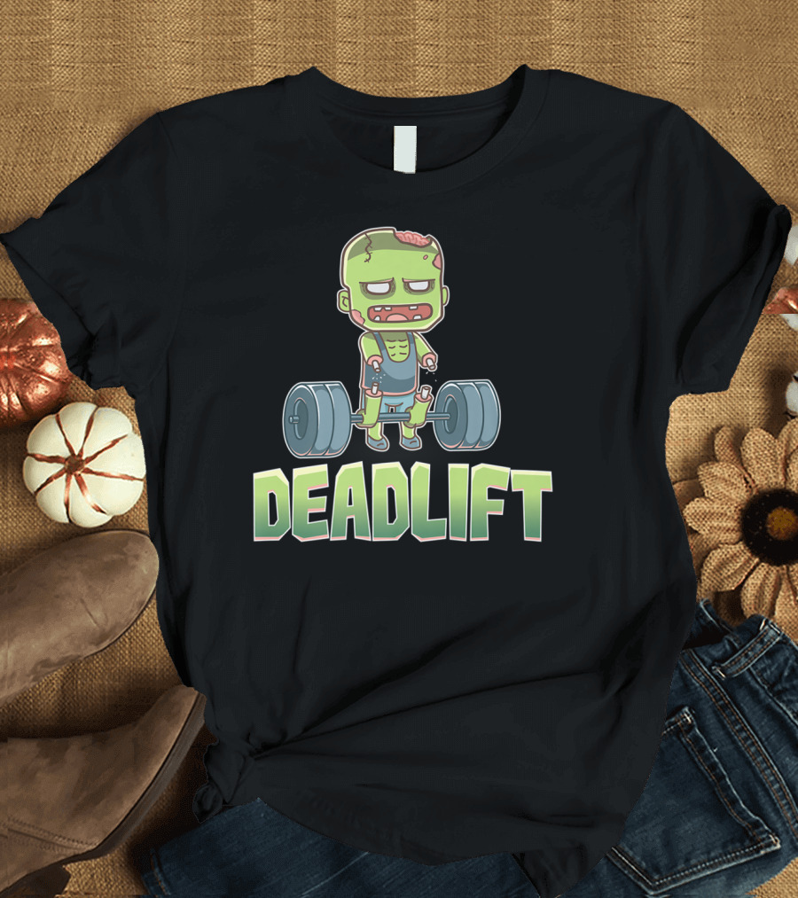 Deadlift Zombie Funny Halloween Gym Workout Cartoon Style Iconic Fitness T-Shirt