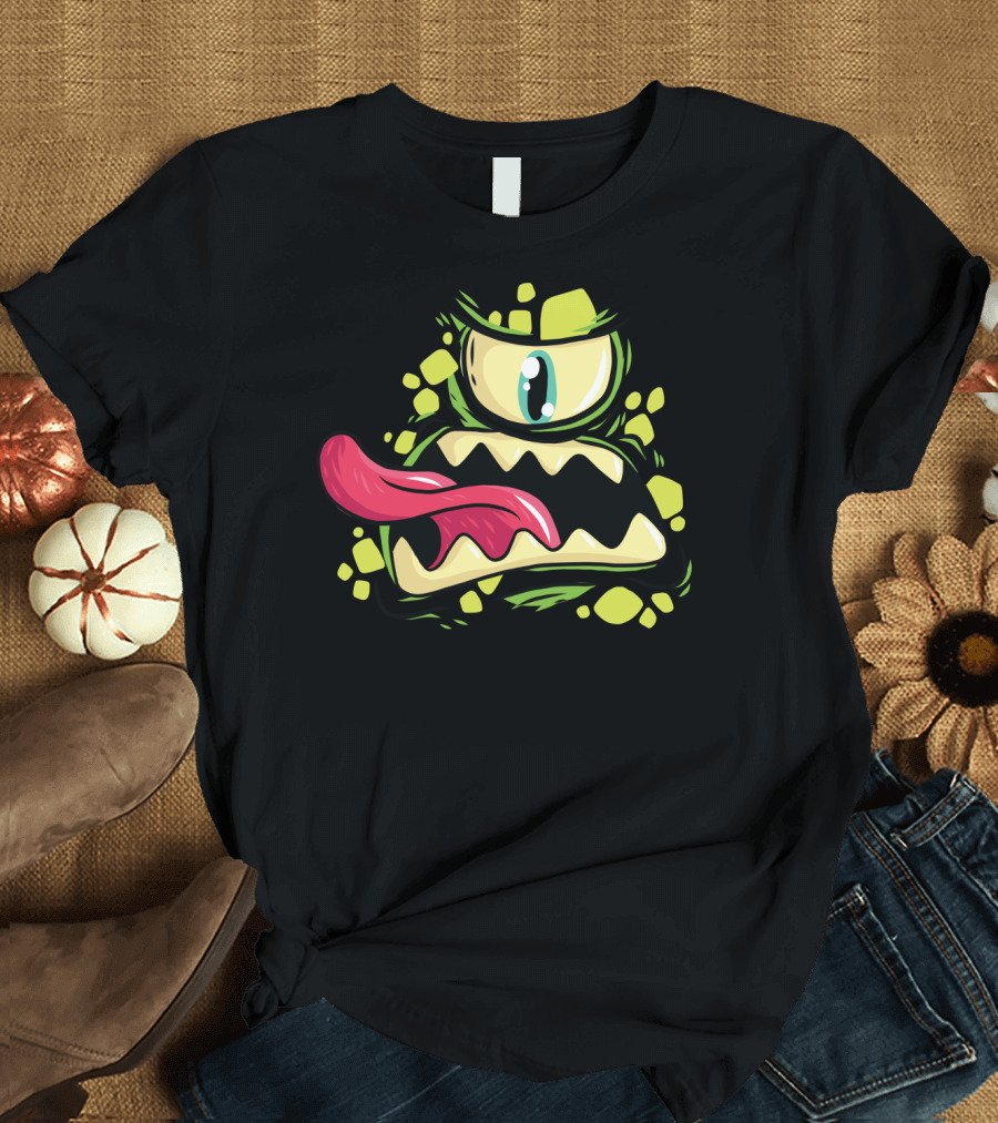 Divine Print Designs Cyclops Monster with Green and Yellow Accents for Halloween T-Shirt