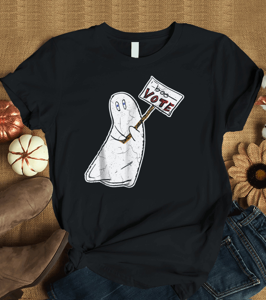 Dont Boo Vote Ghost Holding Sign Halloween Voting T-Shirt