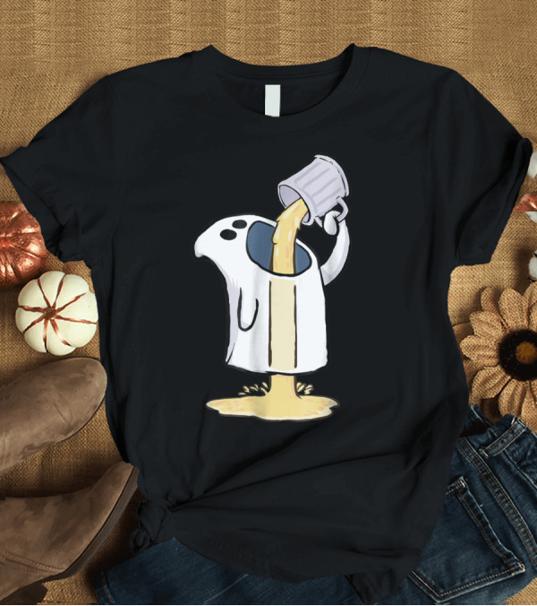 T-Shirt: Funny Beer Drinking Ghost Overflowing with Boo-zy Spirit T-Shirt Funny Beer Drinking Ghost Overflowing with Boo-zy Spirit T-Shirt