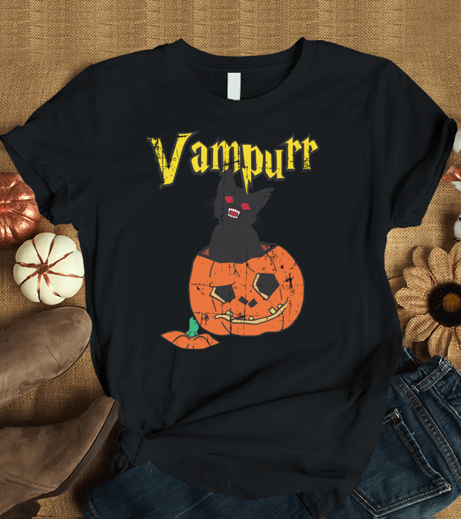 Vampurr Funny Cat Vampire Halloween Kitten Lovers T-Shirt