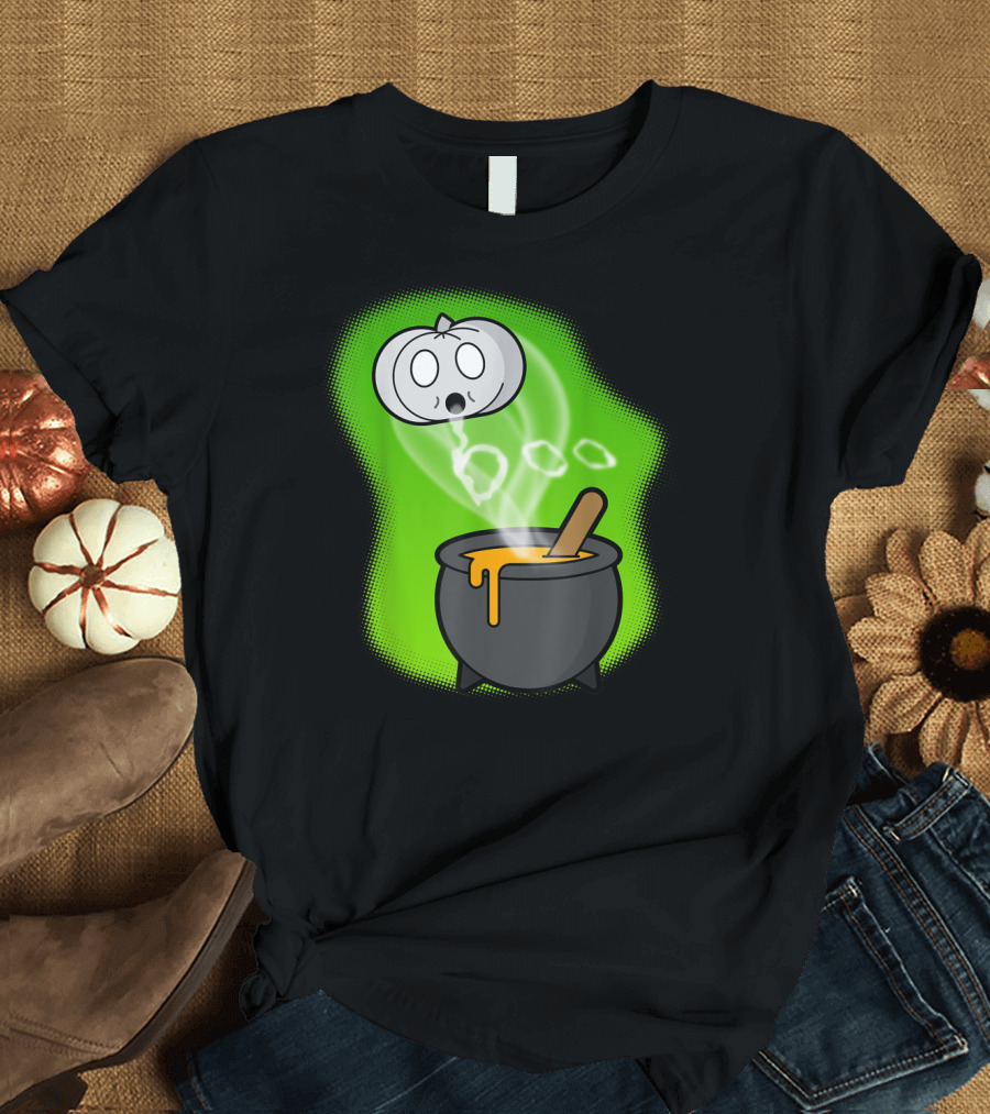 Funny Halloween Ghost Pumpkin Boo Spooky Cauldron T-Shirt