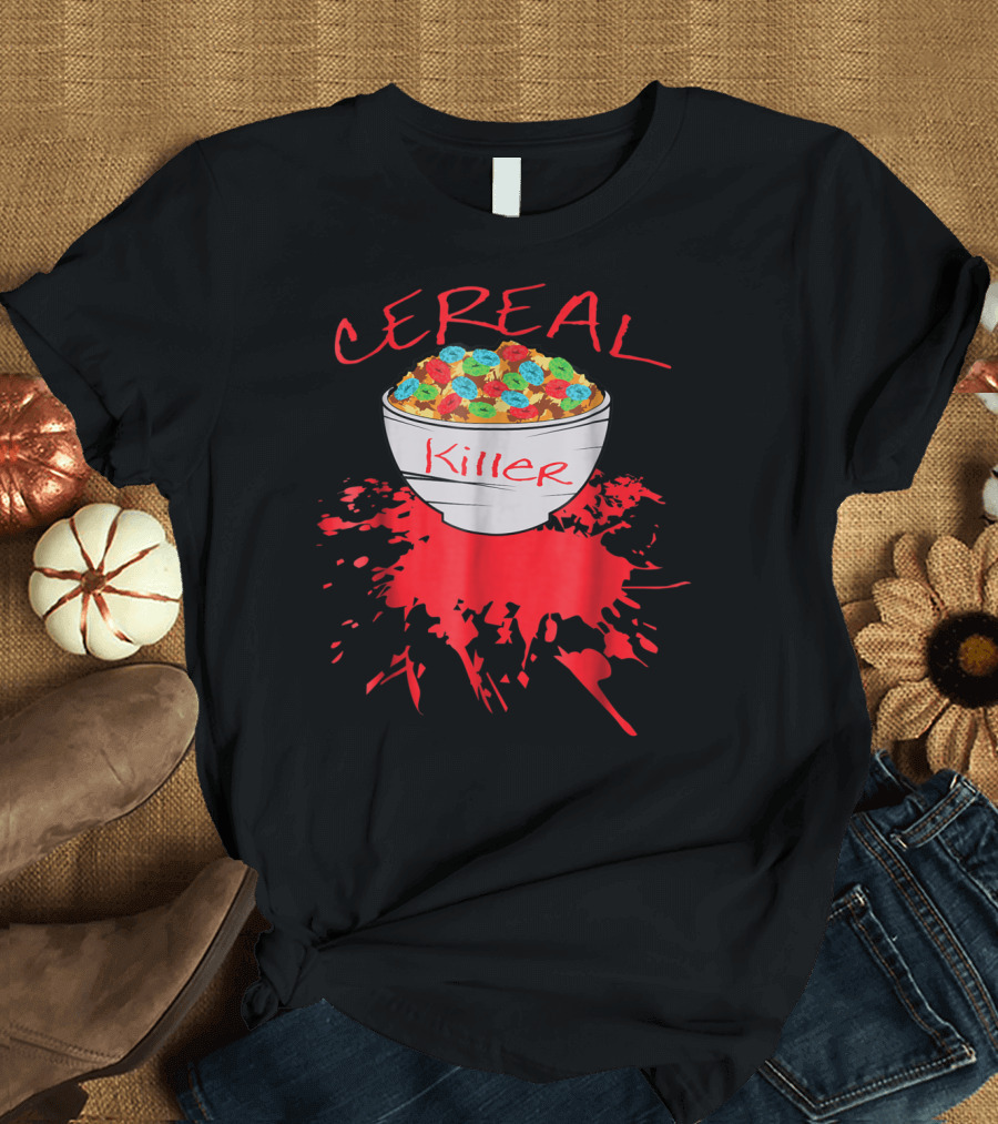 Cereal Killer Funny Halloween Pun Blood Splatter Bowl T-Shirt