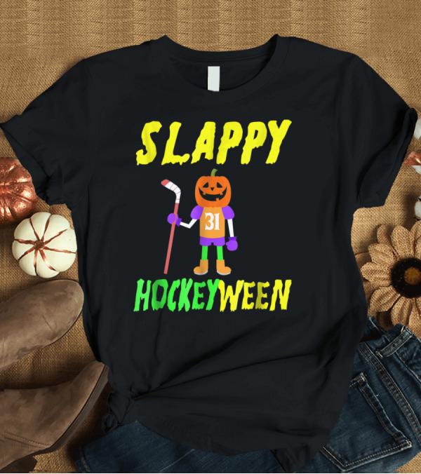 T-Shirt: SLAPPY HOCKEYWEEN Funny Halloween Ice Hockey T-Shirt SLAPPY HOCKEYWEEN Funny Halloween Ice Hockey T-Shirt