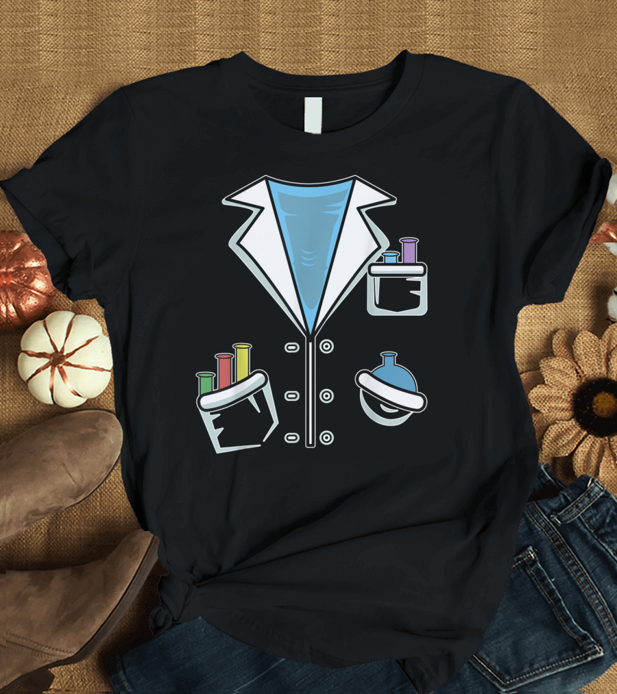 Funny Scientist Chemist Costume with Lab Coat and Beakers T-Shirt