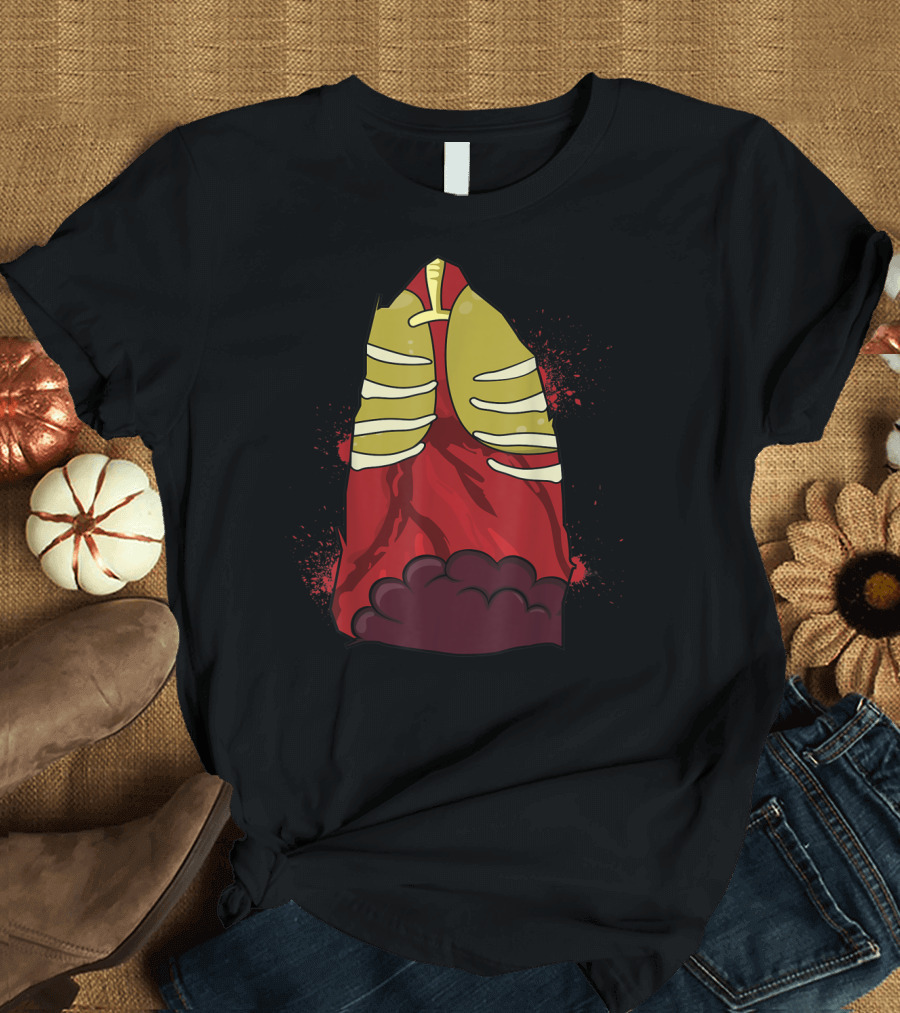 Halloween Zombie Body Cavity Costume with Wounded Rib Cage T-Shirt