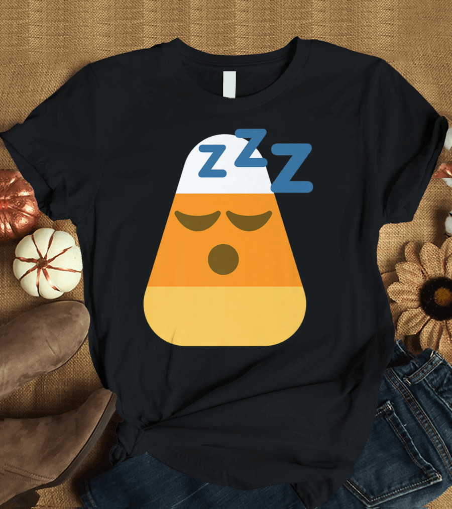 Halloween Candy Corn Sleeping Emoji Zzz T-Shirt