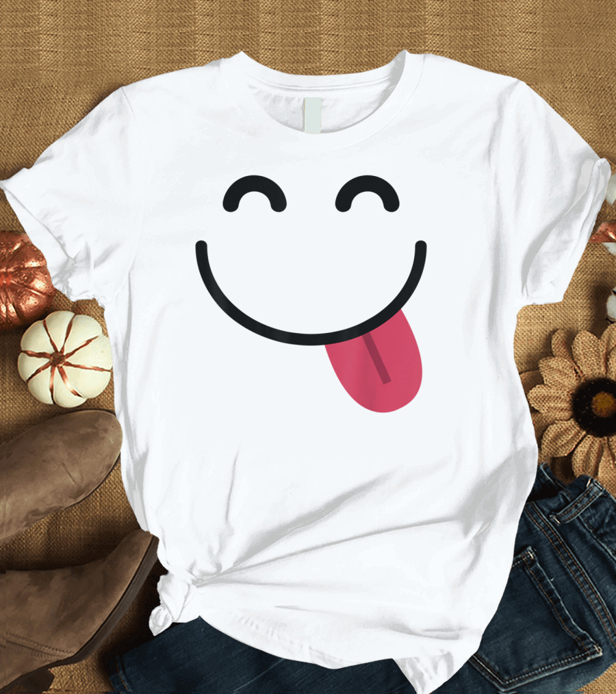 Halloween Emojis Costume Smiling Delicious Emoticon with Tongue Out T-Shirt