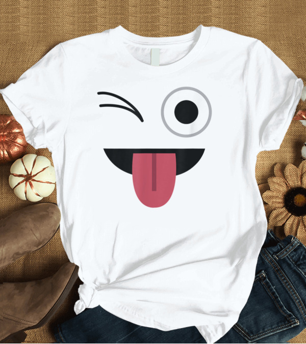 T-Shirt: Halloween Ghost Emoji Winking Tongue Out Costume T-Shirt Halloween Ghost Emoji Winking Tongue Out Costume T-Shirt