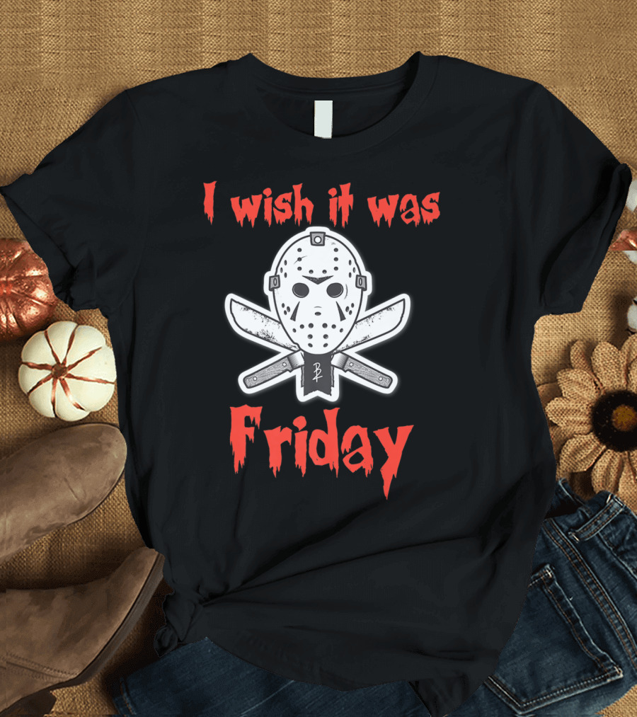 Halloween Funny I Wish It Was Friday Jason Mask Machetes T-Shirt
