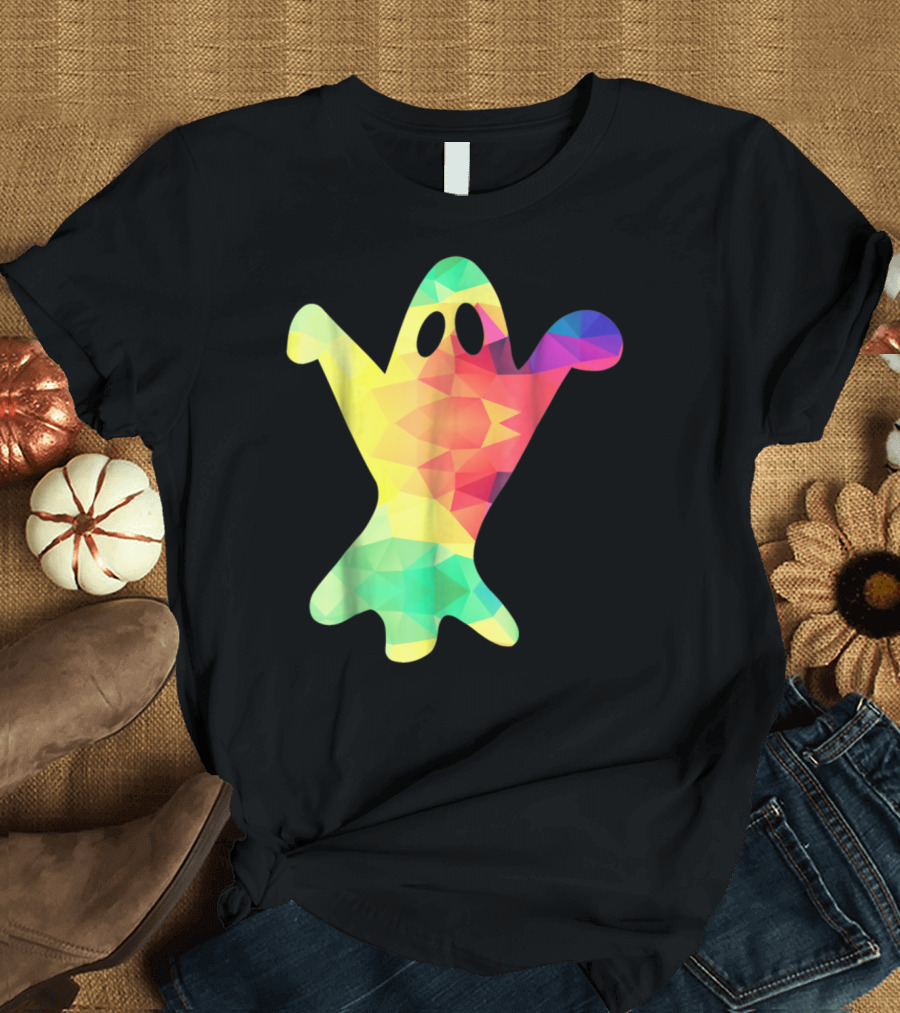 Halloween Ghost 1970s Tie Dye Super Groovy Psychedelic Colors T-Shirt
