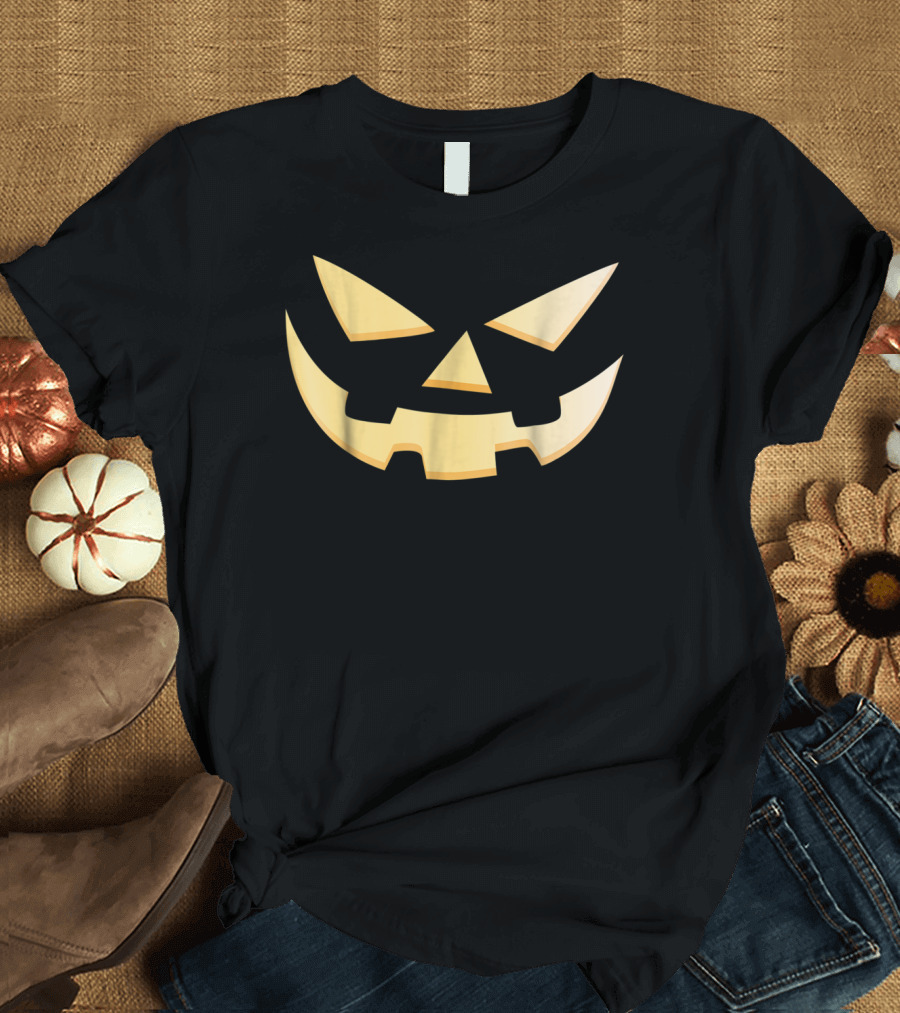 Halloween Scary Jack O Lantern Pumpkin Face T-Shirt