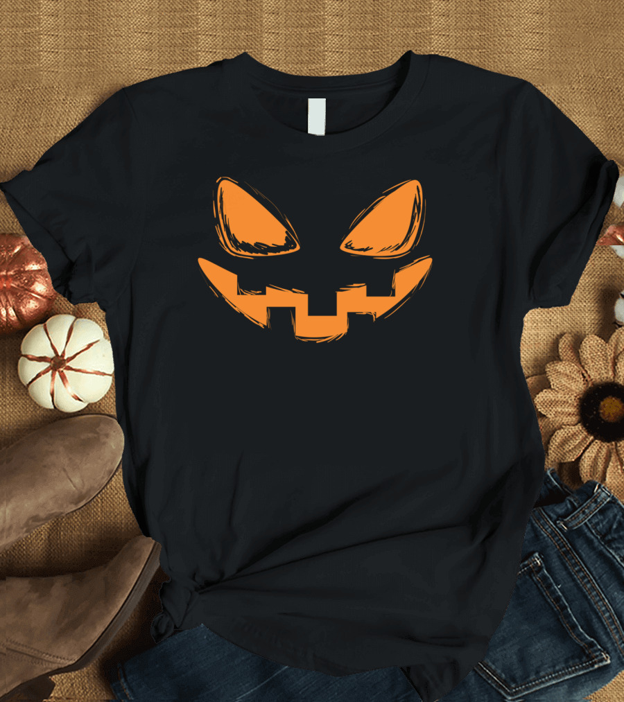 Halloween with Scary Pumpkin Face Icon T-Shirt