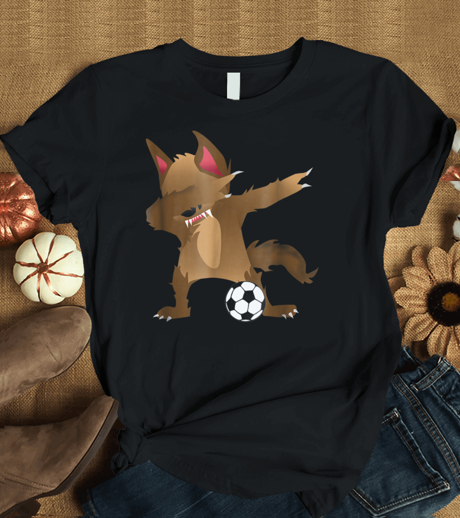 Dabbing Werewolf Halloween Soccer Player T-Shirt