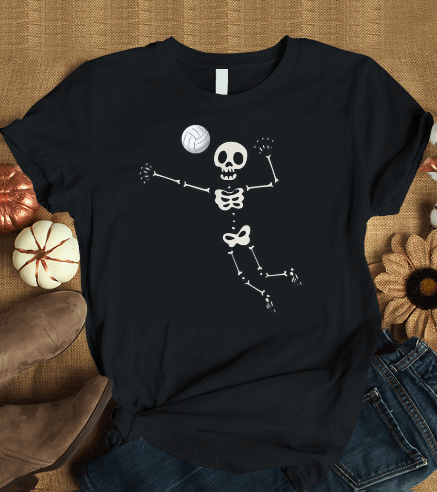 Volleyball Skeleton Halloween Team Sport Group T-Shirt