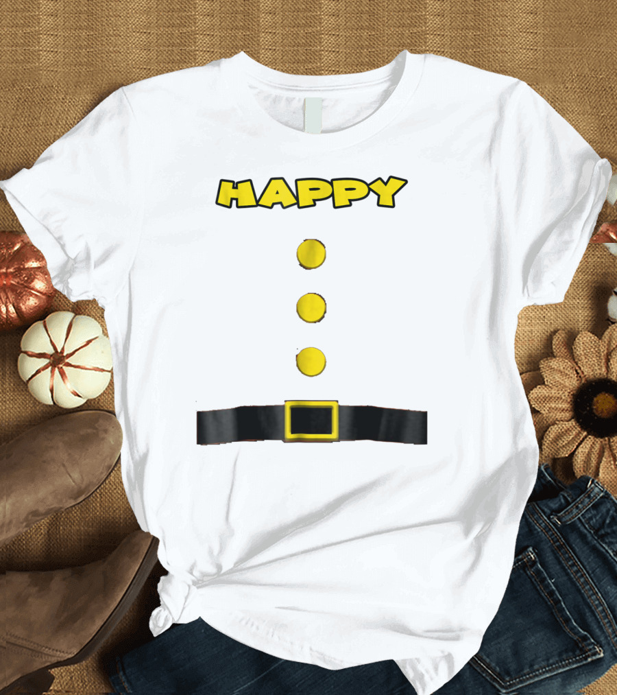 Happy Dwarf Halloween Costume Belt Buttons Design for Fans T-Shirt