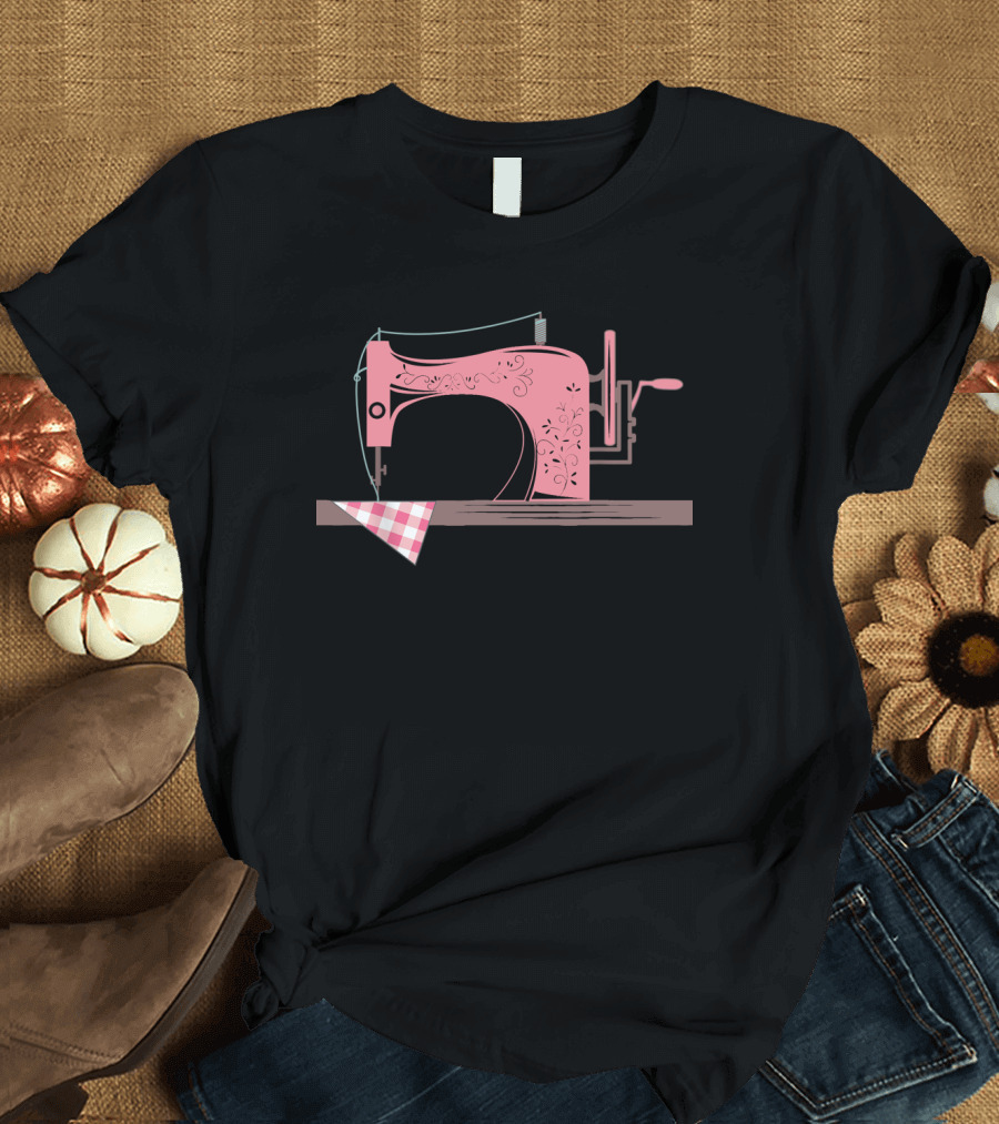 Quilting Sewing Machine Vintage Floral T-Shirt
