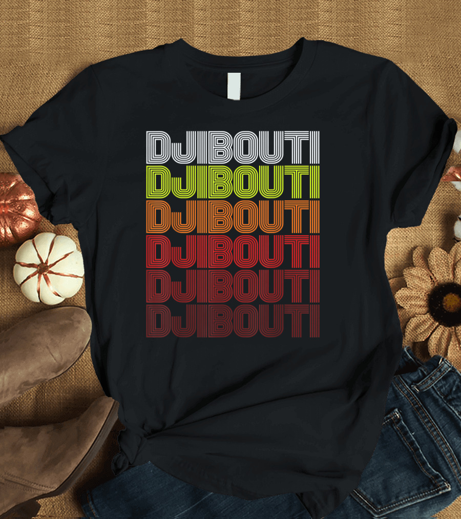 Djibouti Retro 70S 80S Gradient Stripe T-Shirt