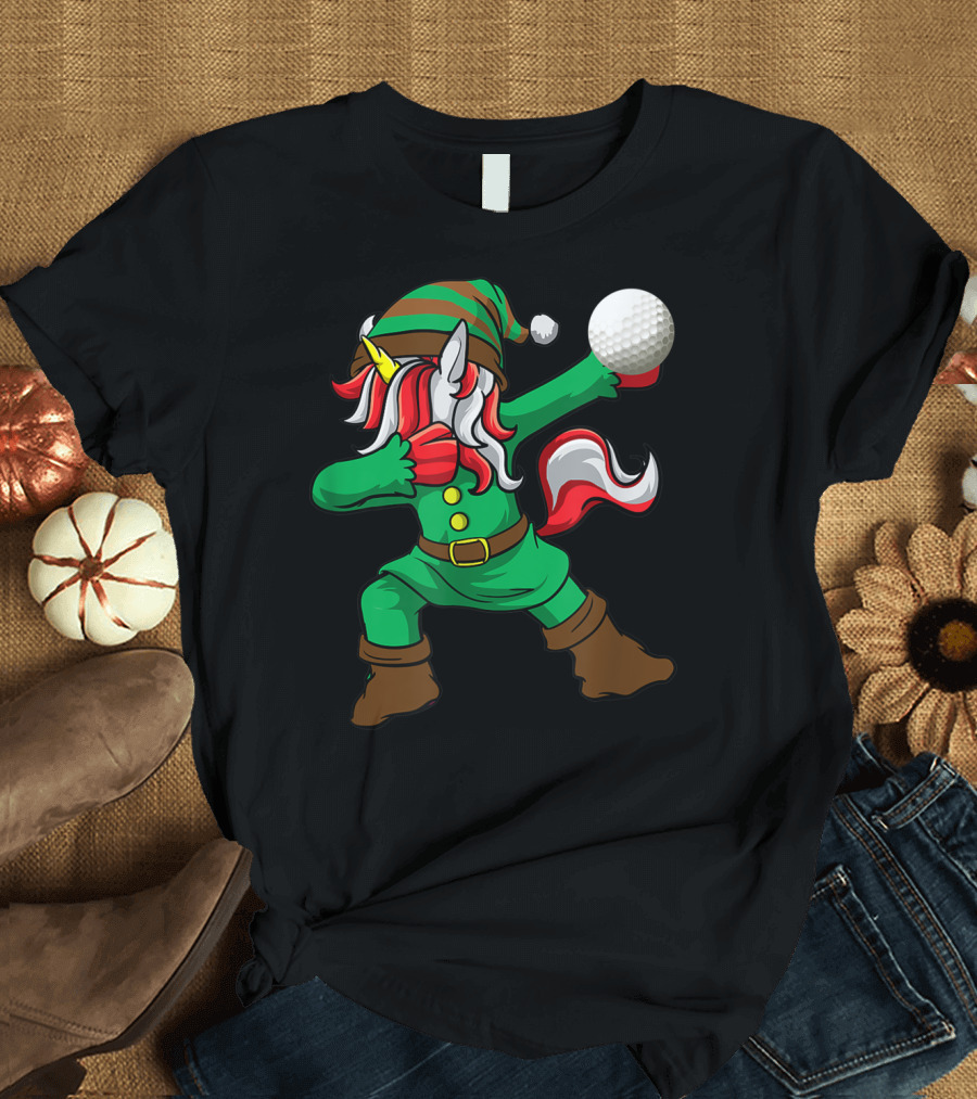 Golf Elf Dabbing Unicorn Golfer Golfing Lover Iconic T-Shirt