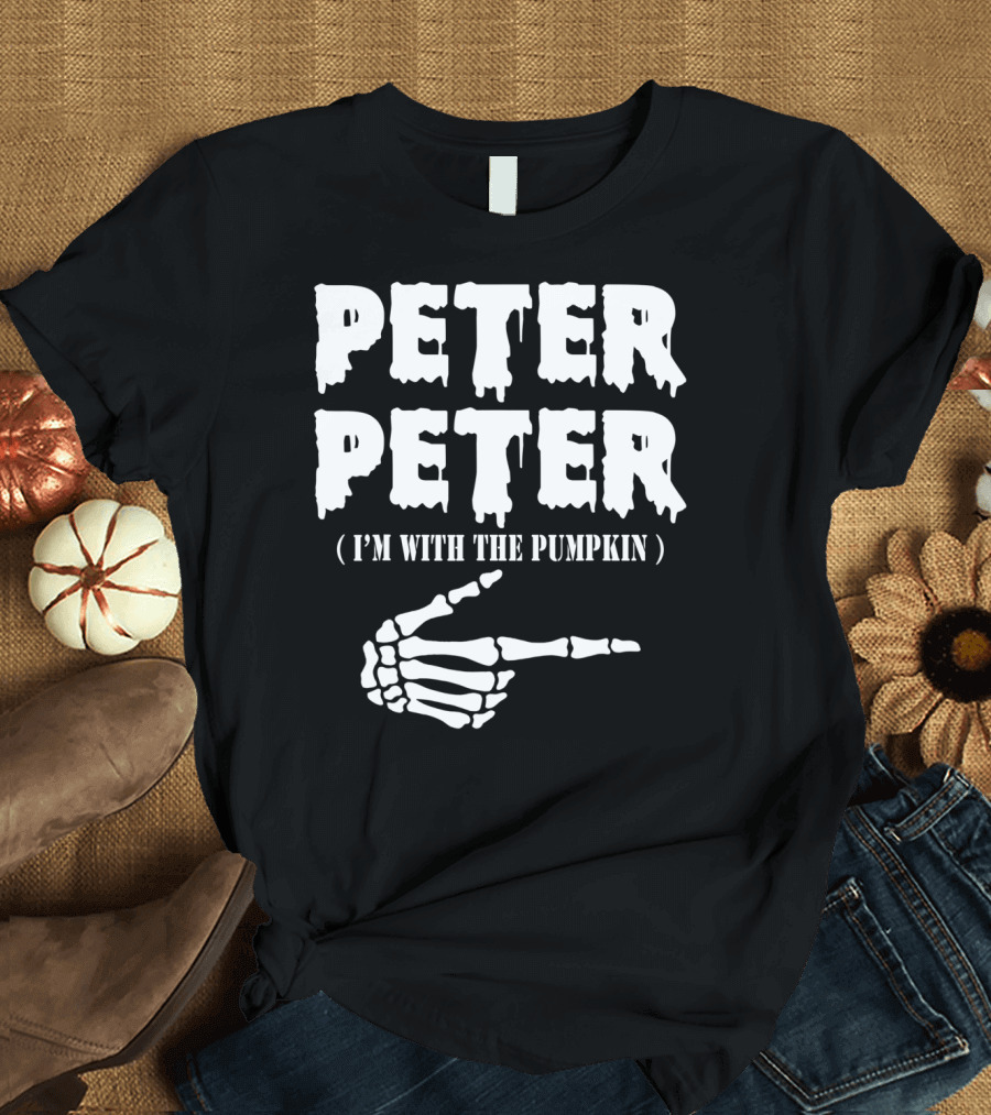PETER PETER I'M WITH THE PUMPKIN Skeleton Hand T-Shirt