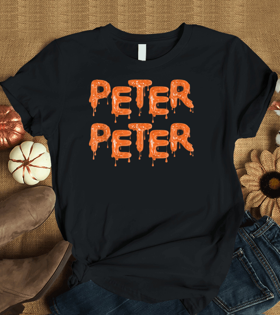 Peter Peter Pumpkin Eater Dripping Halloween Letters T-Shirt
