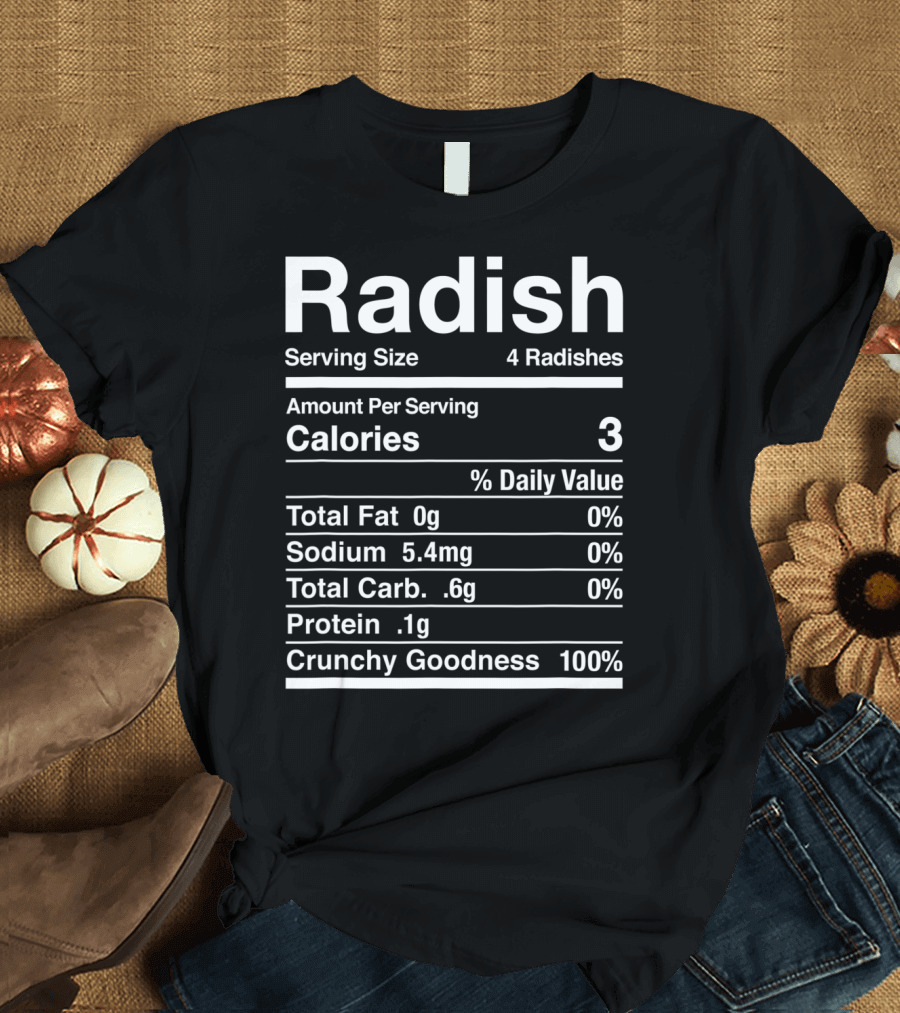 Radish Nutrition Facts 3 Calories Crunchy Goodness Vegetable Matching Dark T-Shirt