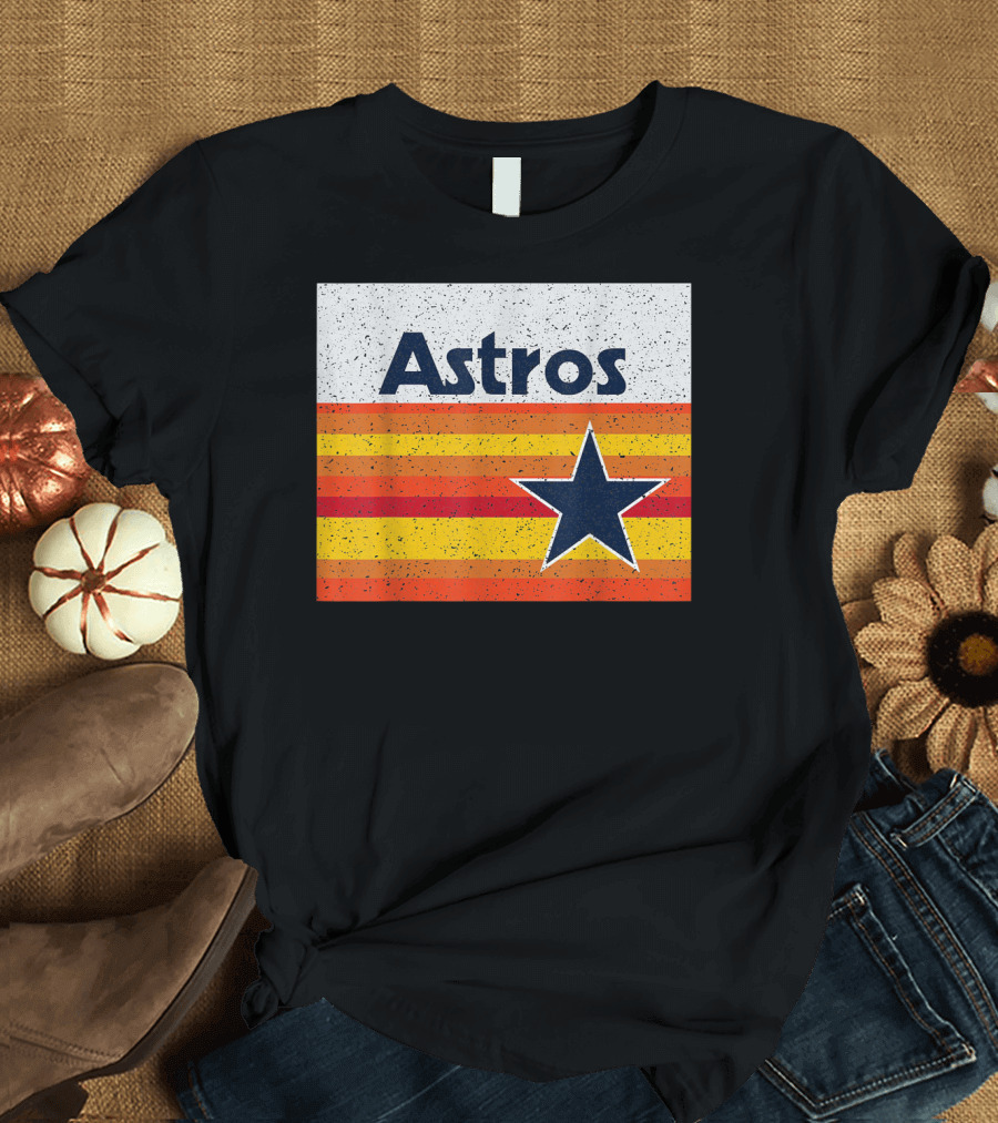 Astros Vintage Rainbow Stripes Star T-Shirt